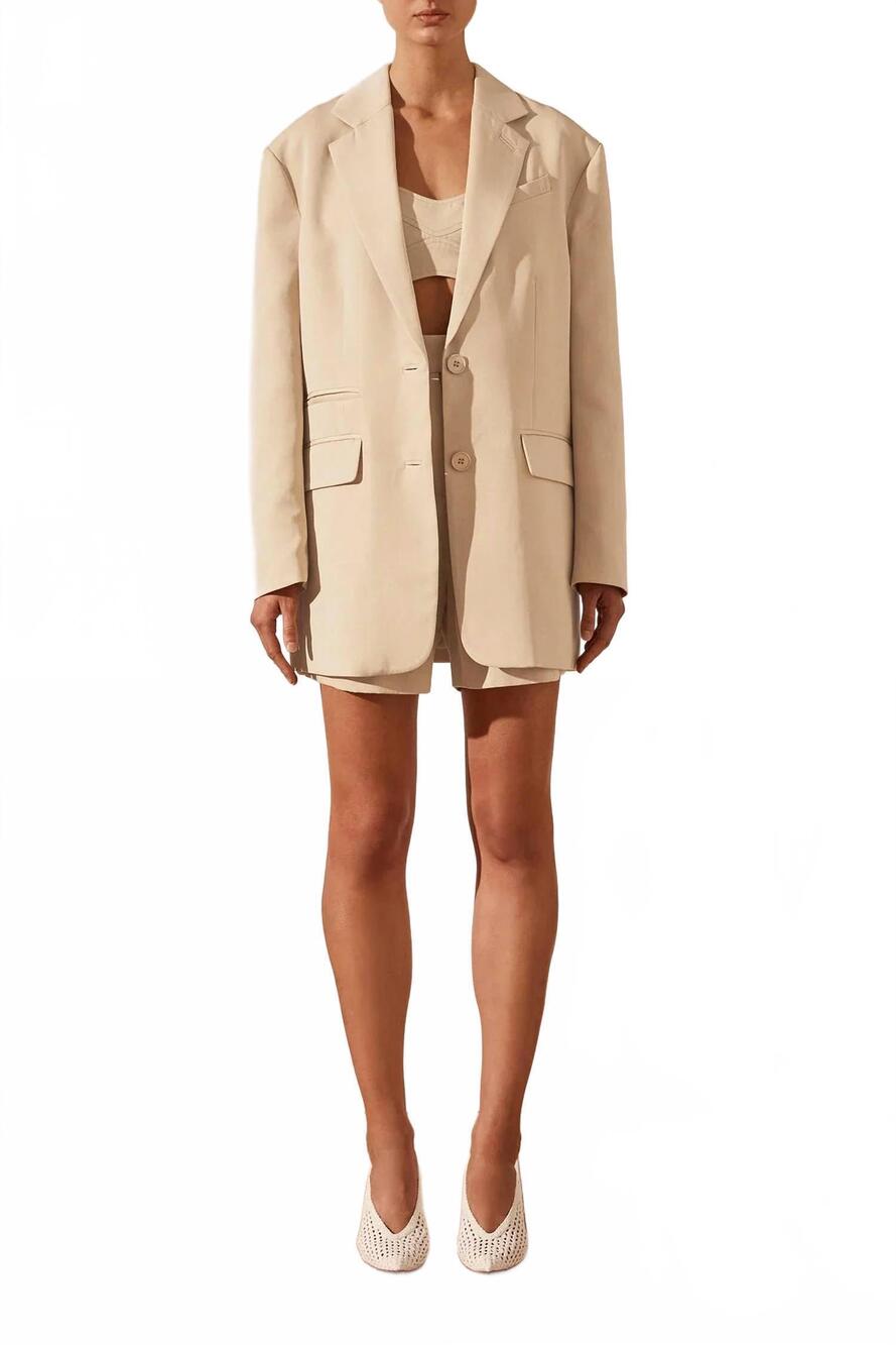 NEW SHONA JOY oversized double button blazer in sand